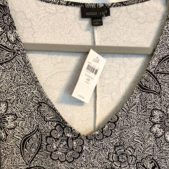 New J.Jill wherever pleat front V-neck floral dress black white plus size 4X - Picture 3 of 3